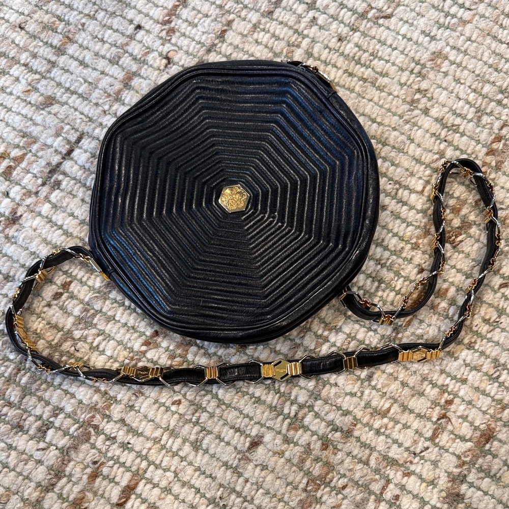 Vintage Revillon Black and Gold Women's Bag. Made in France